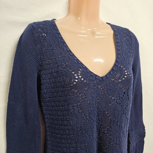 Lilly Pulitzer Athena Crochet Pullover Tunic Sweater Women Size M Blue - Picture 3 of 11